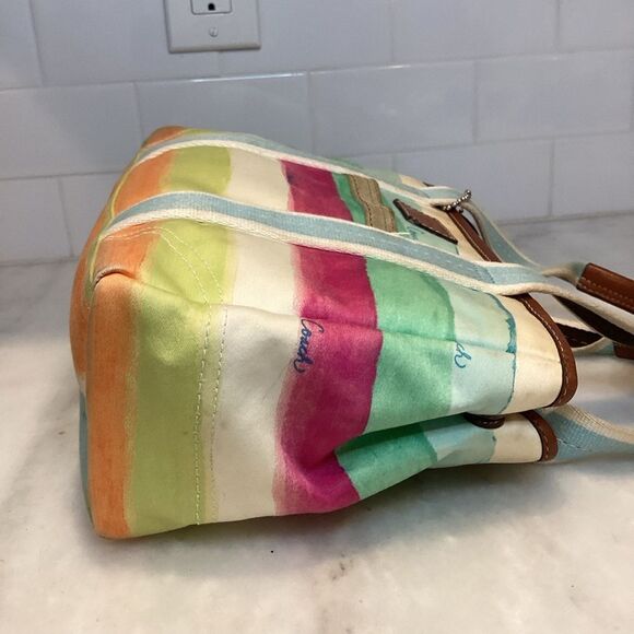Coach Hampton Watercolor Pastel Stripes Small Mini Tote Handbag - Picture 6 of 16